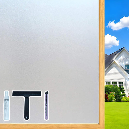 ZHMRROAD Frosted Glass Window Privacy Film Removable Heat Blocking UV Protection Static Cling Window Film for Bathroom Home Door Office Pure 17.5 x 78.7 Inches
