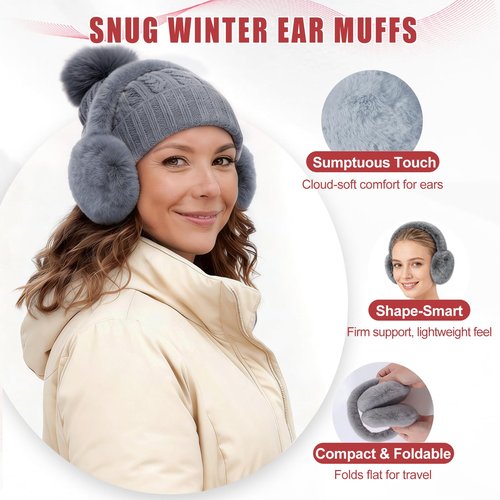 12 Pcs Women’s Winter Set– Beanie Hat Neck Warmer Touchscreen Gloves Earmuffs, Warm & Comfort Cold Weather Gifts for Women