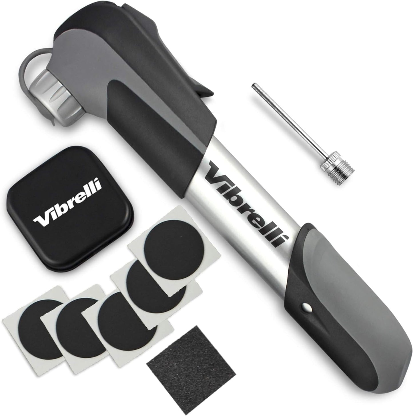 Vibrelli Mini Bike Pump - 120 PSI Presta & Schrader Tire Pump for Road & MTB - No Valve Change Needed