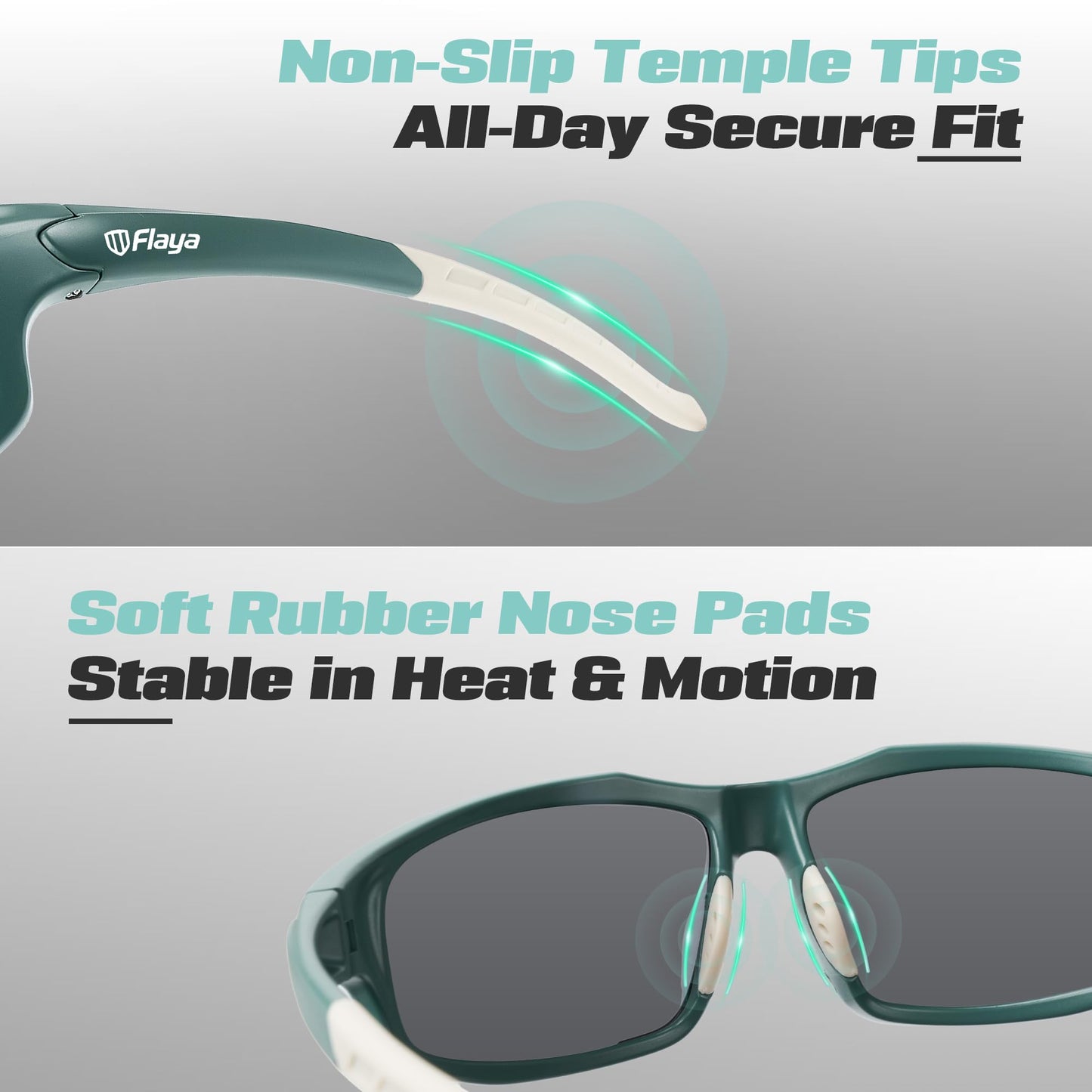 Flaya Polarized Sport Sunglasses for Men & Women｜Ideal for Golf, Fishing, Running, Cycling, Driving｜UV400 Protection, Scratch-Resistant, M-L Wraparound, Lightweight TR Frame with Rubber Nose Pads