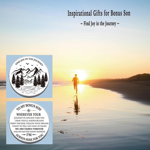 Gifts for Stepson, Go Confidently Pocket Compass Engraved Black, Bonus Son Pocket Token, Inspirational Keepsake Gift Ideas for Stepson Adopted Bonus Son Birthday Graduation Christmas Going Away