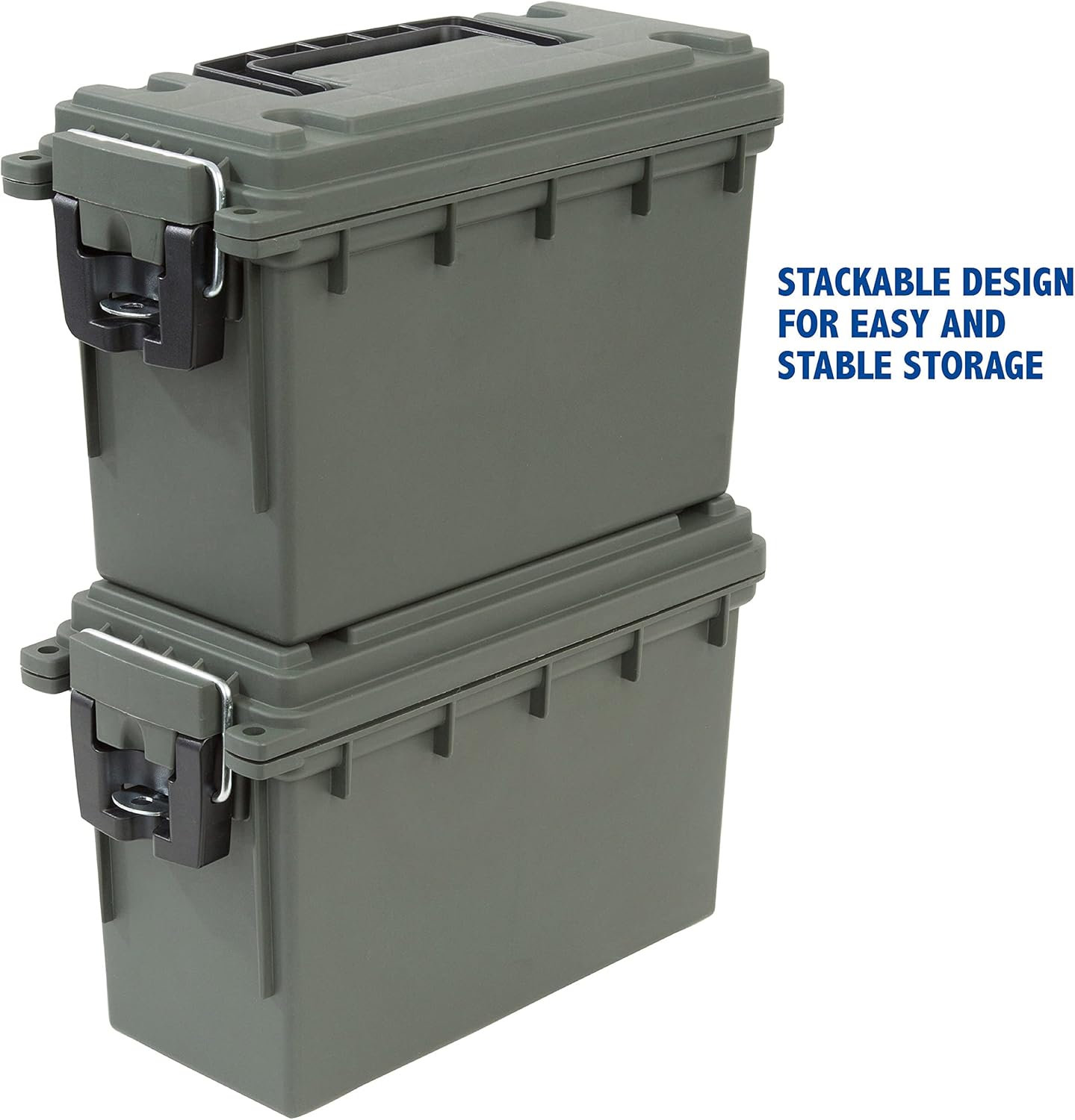 Sheffield Ammo Storage Box - Stackable .30 Cal Field Boxes | Water & Dust Resistant, Lockable, Green (Pack of 6)