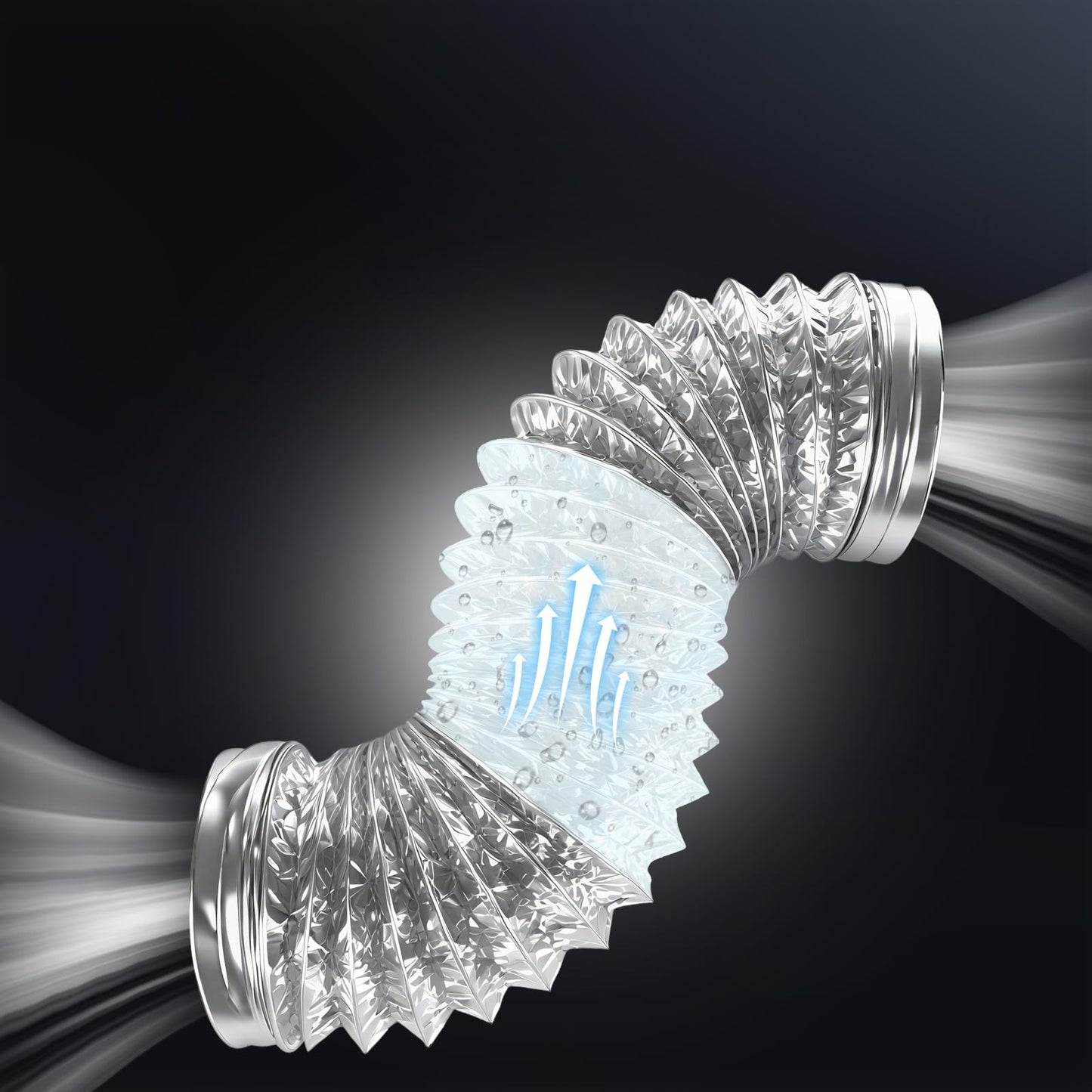 DHGBD 4 Inch Dryer Vent Hose 5FT, Flexible 6-Layer Aluminum Duct with Reinforced Rolled Edge Ends, Fireproof Dryer Exhaust Hose for Indoor Venting and HVAC Use