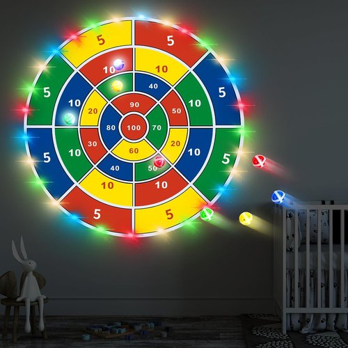 LED Dart Board by Skiennix - Double-Sided Giant Dartboard with 20 Sticky Balls | Fun Indoor & Outdoor Game