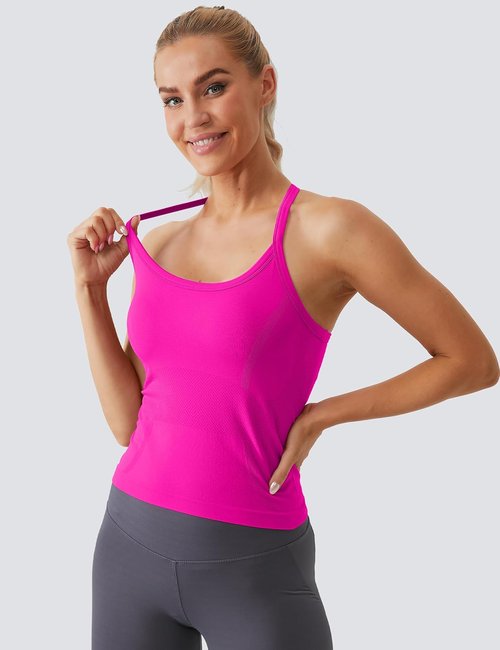 MathCat Workout Tank Tops - Women's Sleeveless Gym Top with Built-In Bra | Seamless Racerback Yoga Shirt