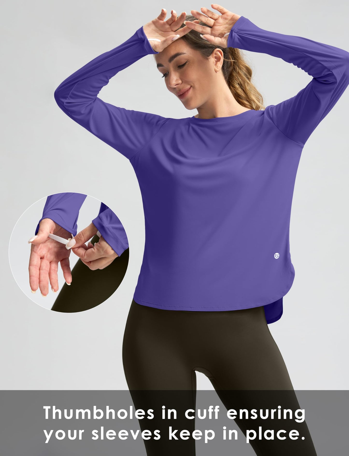 Women's Sun Shirts UPF 50+ Long Sleeve UV Protection Shirt Lightweight Quick Dry Workout Hiking Tops for Women(Vintage Purple,XXL)