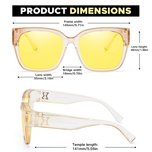 LVIOE Night Vision Driving Glasses Fit Over Prescription Glasses, Wrap Around Nighttime Anti Glare Polarized