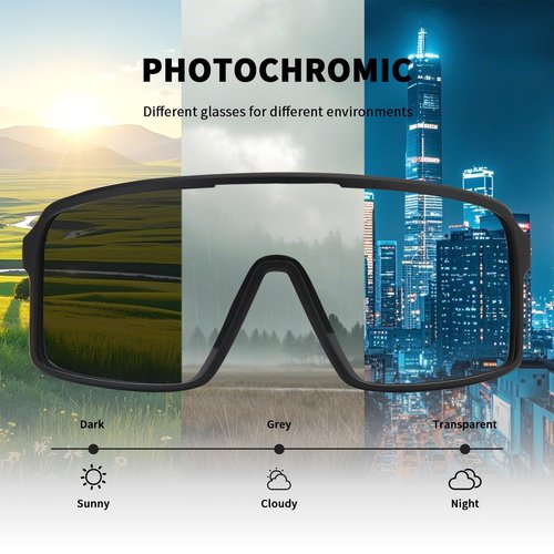 WGKVP Sports Sunglasses for Men, Photochromic Cycling Glasses Women Running, UV400 Protection