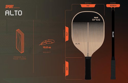 Orca Paddle Co. Alto Pickleball Paddles, Set of 2, with 4 Pickleballs, Mesh Bag Racket for Beginners, Intermediate, Advanced Players - Premium Pickle-Ball Accessories and Equipment