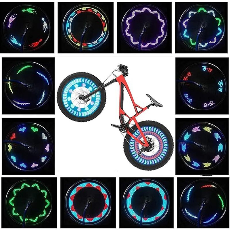 mvthenxi 4pack LED Bike Wheel Lights，Waterproof LED Spoke Rim Lights with 30 Patterns & Motion Sensor, Easy Install Bicycle Tire Accessories for Night Riding