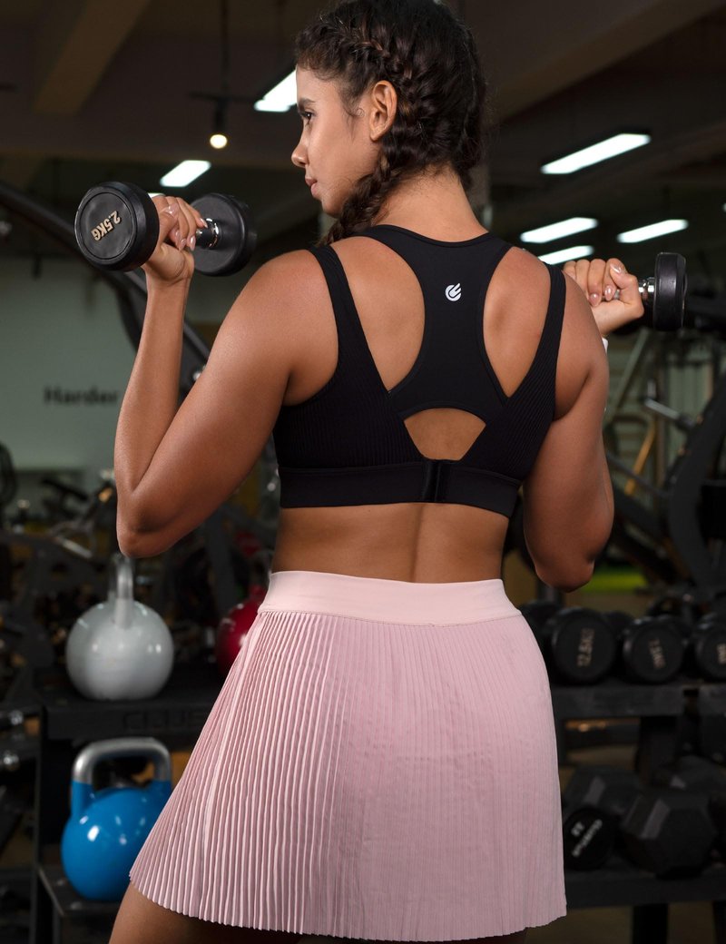 Cordaw Racerback Sports Bras for Women High Support, Molded Cup High Impact Hook Back Yoga Running Bra Black M