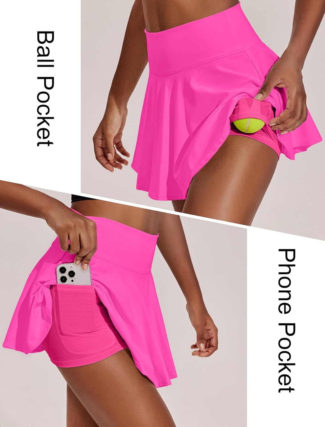 PINSPARK Women's Tennis Skirt - Pleated High-Waisted Golf Skort with Pockets for Workout & Pickleball