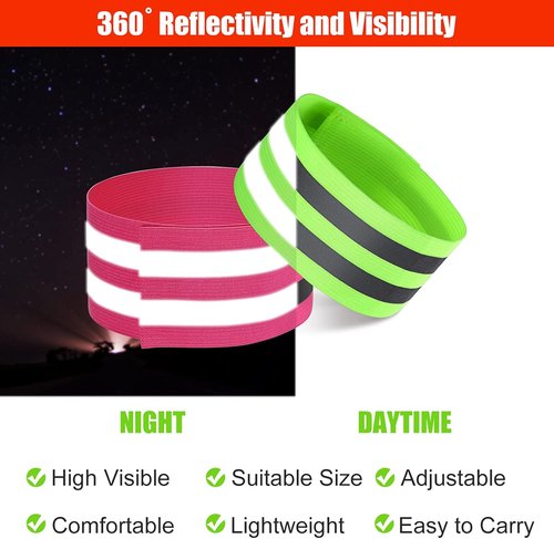Gejoy Reflective Bands - High Visibility Safety Gear for Wrist, Arm, Ankle & Leg | 16 Pieces