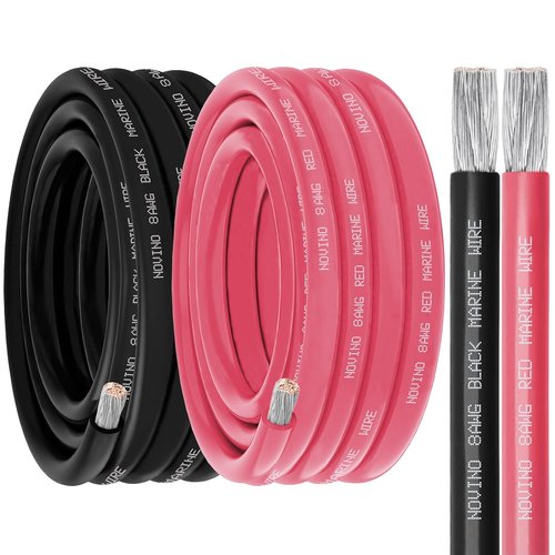 8 AWG Marine Grade Wire | 50FT Red & 50FT Black Tinned Copper Cable for Boats & RVs