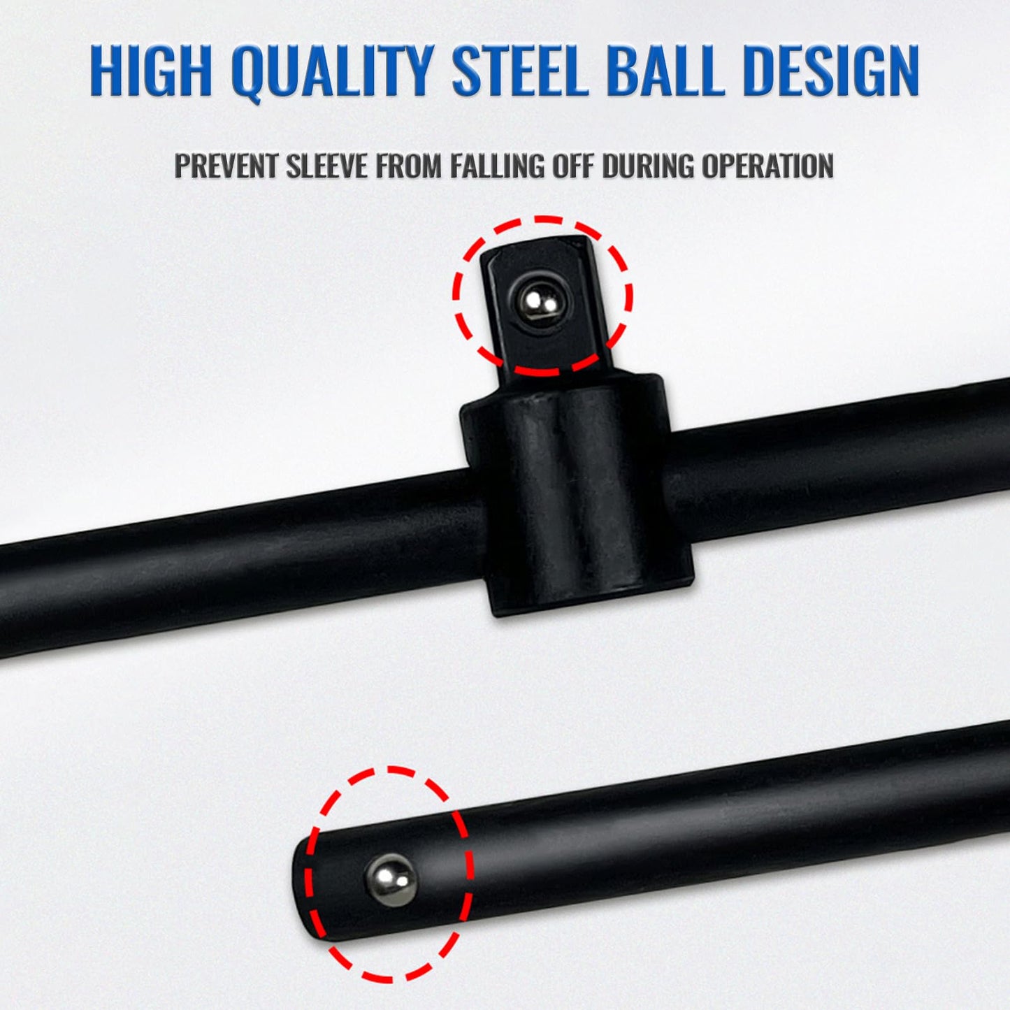 Yulatik 1/2" T-Handle Sliding Wrench Breaker Bar, 9.84 Inch Heavy Duty Steel Drive Socket Hand Tool, Gifts for Men & Dad