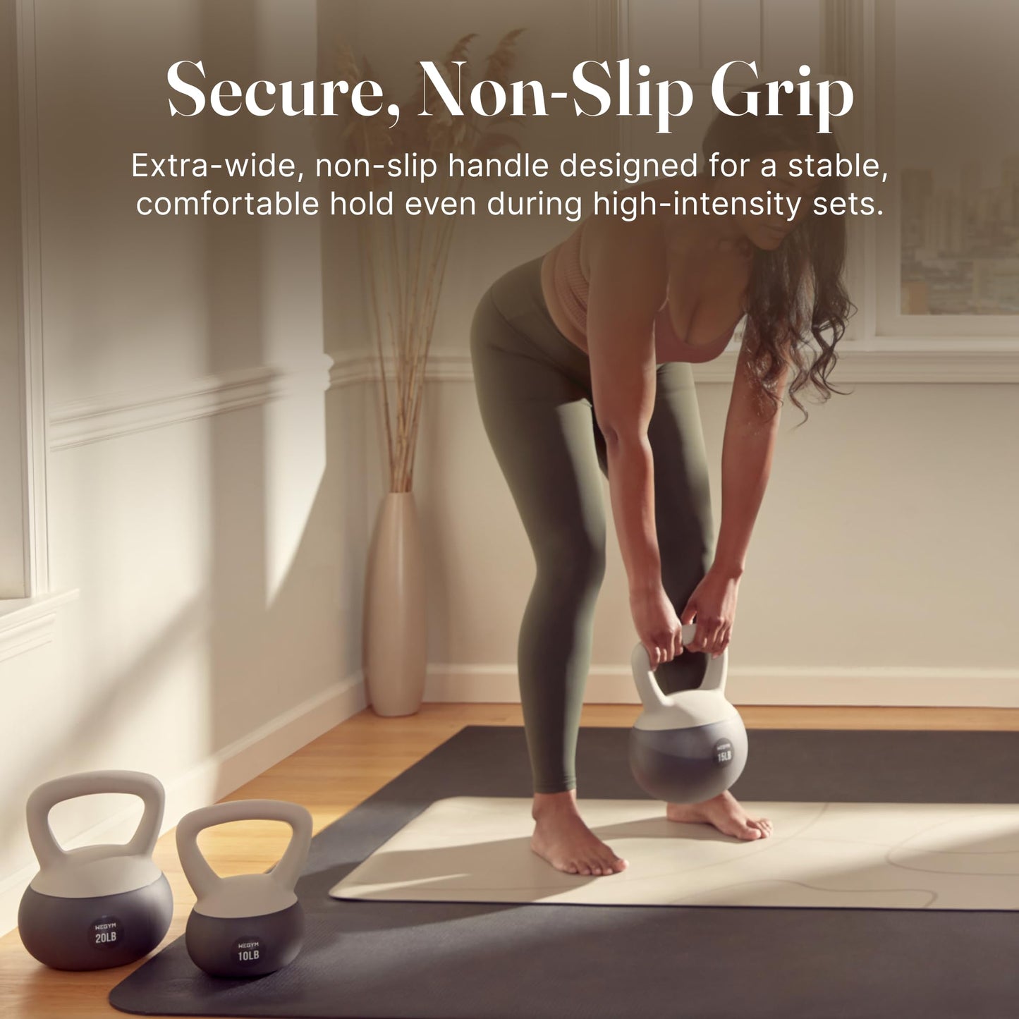 WeGym Soft Kettlebell with Cushioned Impact Resistant Base, Anti Slip Wide Grip Handle for Home Workouts, Weightlifting, Full Body Training (25LB Rose)