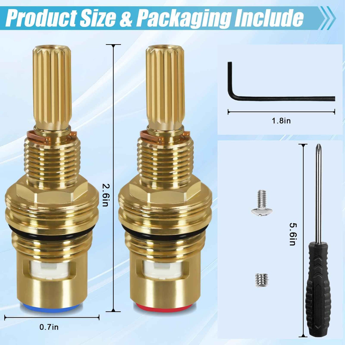 Brass 1-001 & 1-002 Ceramic Cartridge Set Compatible with Newport, Easy Installation (1-001 & 1-002)