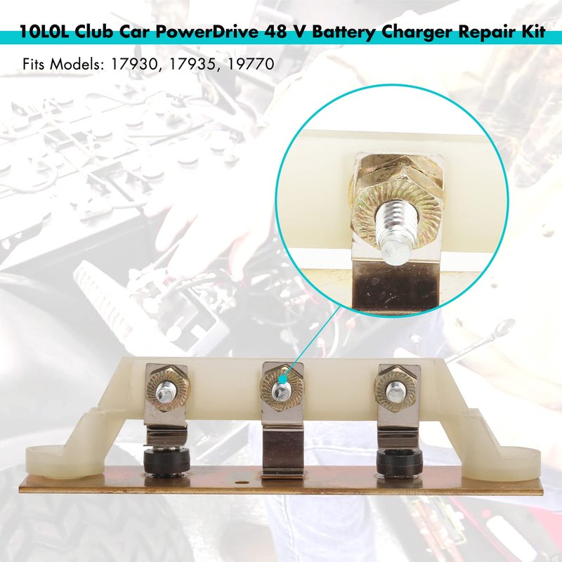 10L0L Golf Cart Battery Charger Repair Kit for 48V Club Car Powerdrive #17930, Incl. Relay, Heat Sink Assembly and Circuit Breaker, OEM# 103414901, 1015914, 101828701