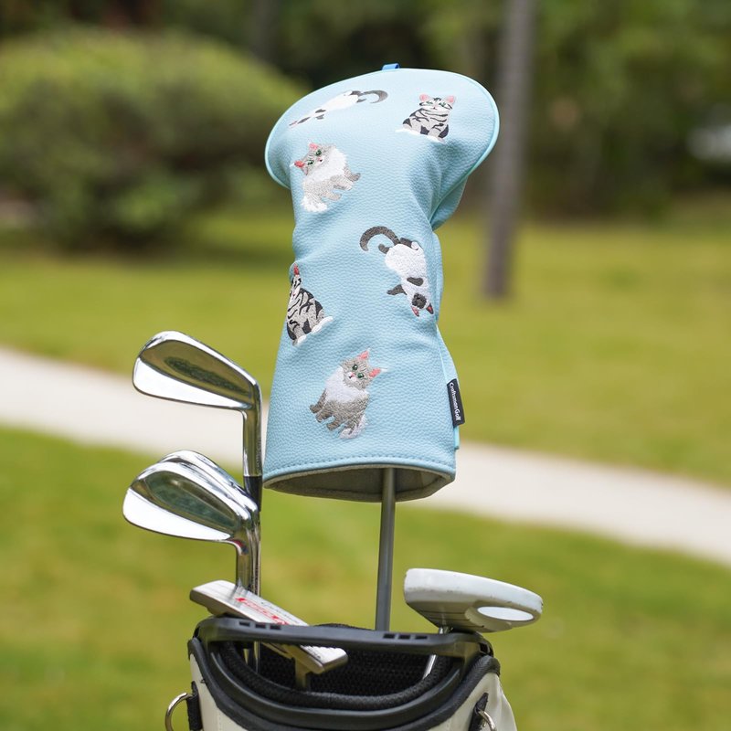 Craftsman Golf PU Leather Cat Embroidery 460cc Driver Headcover Cover Cute Norwegian Forest Tabby Siamese Cat