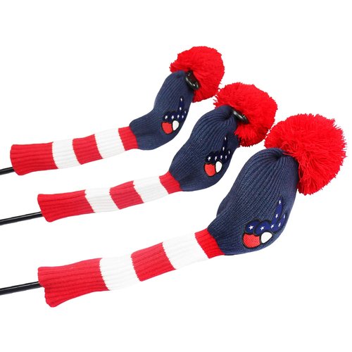 GOLTERS Kintted Golf Club Covers Golf Head Covers 3 PCS #1 Driver Cover and #3#5 Fairway Wood Headcover with Rotating Number