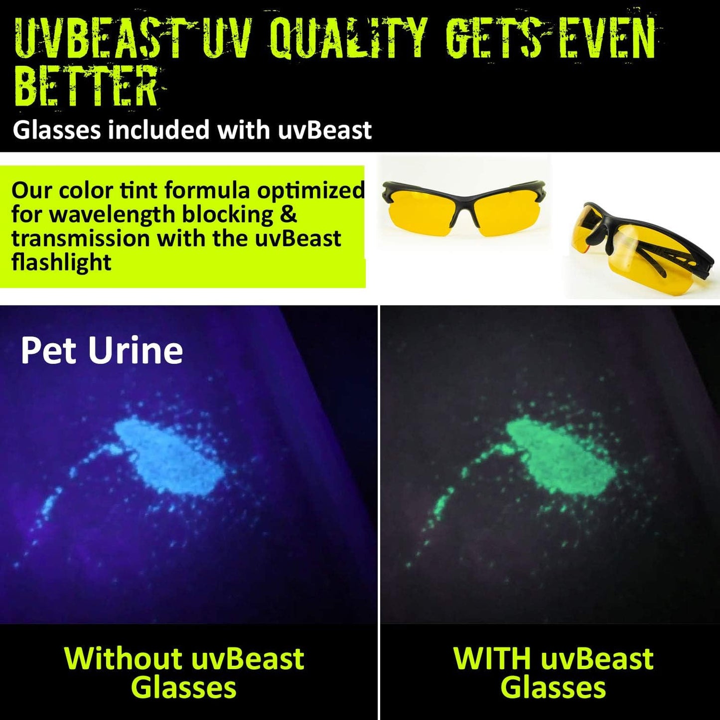 High-Definition UV Flashlight - uvBeast V2 Black Light with Flood Effect 385-395nm for Home & Commercial Use