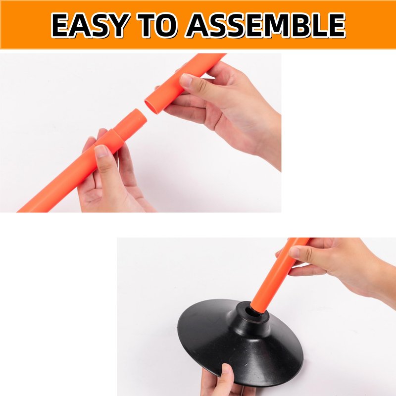 6 Pack Soccer Agility Training Poles, 5 FT Adjustable Speed and Agility Training Equipment for Football/Basketball/ Dog Practice, Bending Poles for Horses with Rubber Bases and Carry Bag (Orange)
