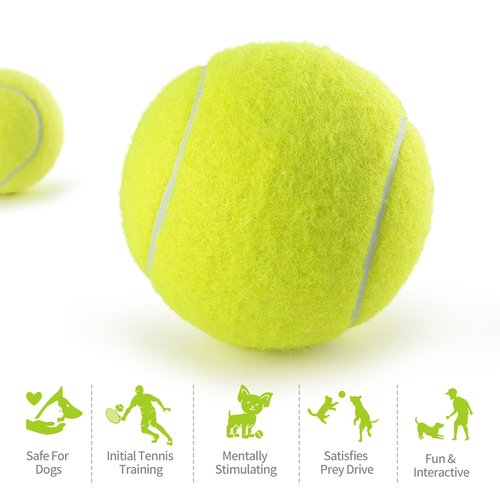 PHOEPET 6-Pack Tennis Balls for Beginner Training Practice- Bulk Dog Balls for Fetch Chew Toys(Neon Yellow)