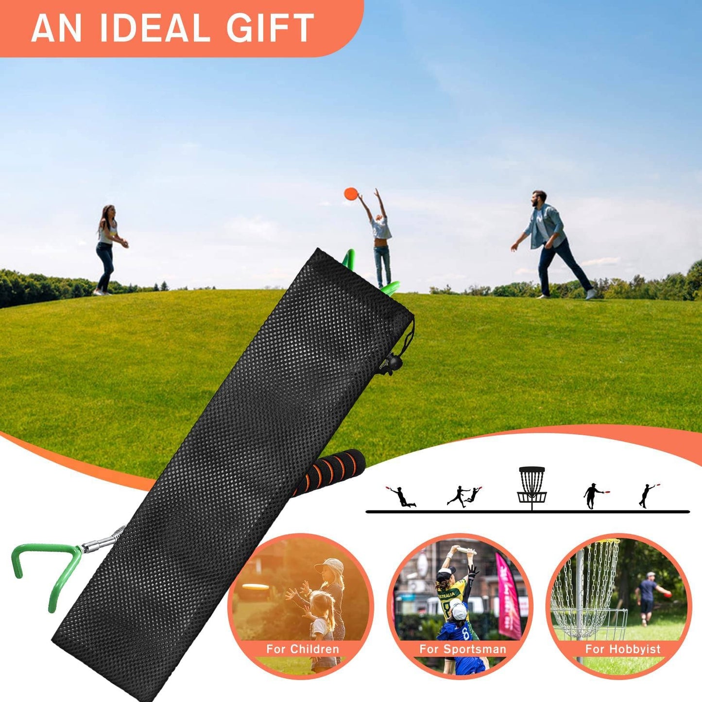 VOOADA Disc Golf Retriever, Multifunctional Telescopic Accessory Extends to 10 ft with Easy Carry Bag, Starter Kits with Premium Accessories