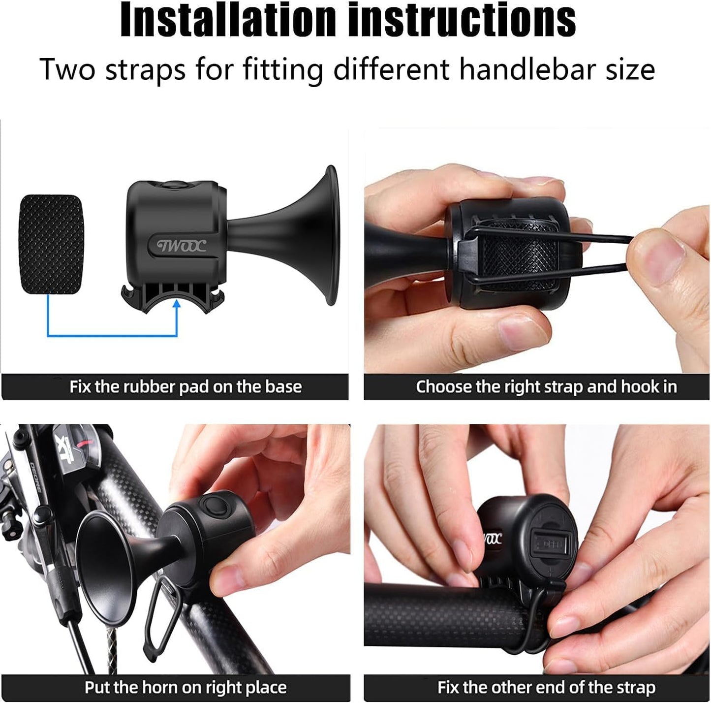 AaiLucky Electric Bike Horn, 120dB Loud Bicycle Horn, Electronic Bicycle Bells for Adults/Kids Bike/Scooter/Ebike, 300mAh Battery Operated, Waterproof