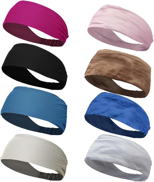 HAIOLORPRO 8PCS Non-Slip Workout Headbands - Soft, Stretchy & Thick for Men & Women | Ideal for Running & Yoga