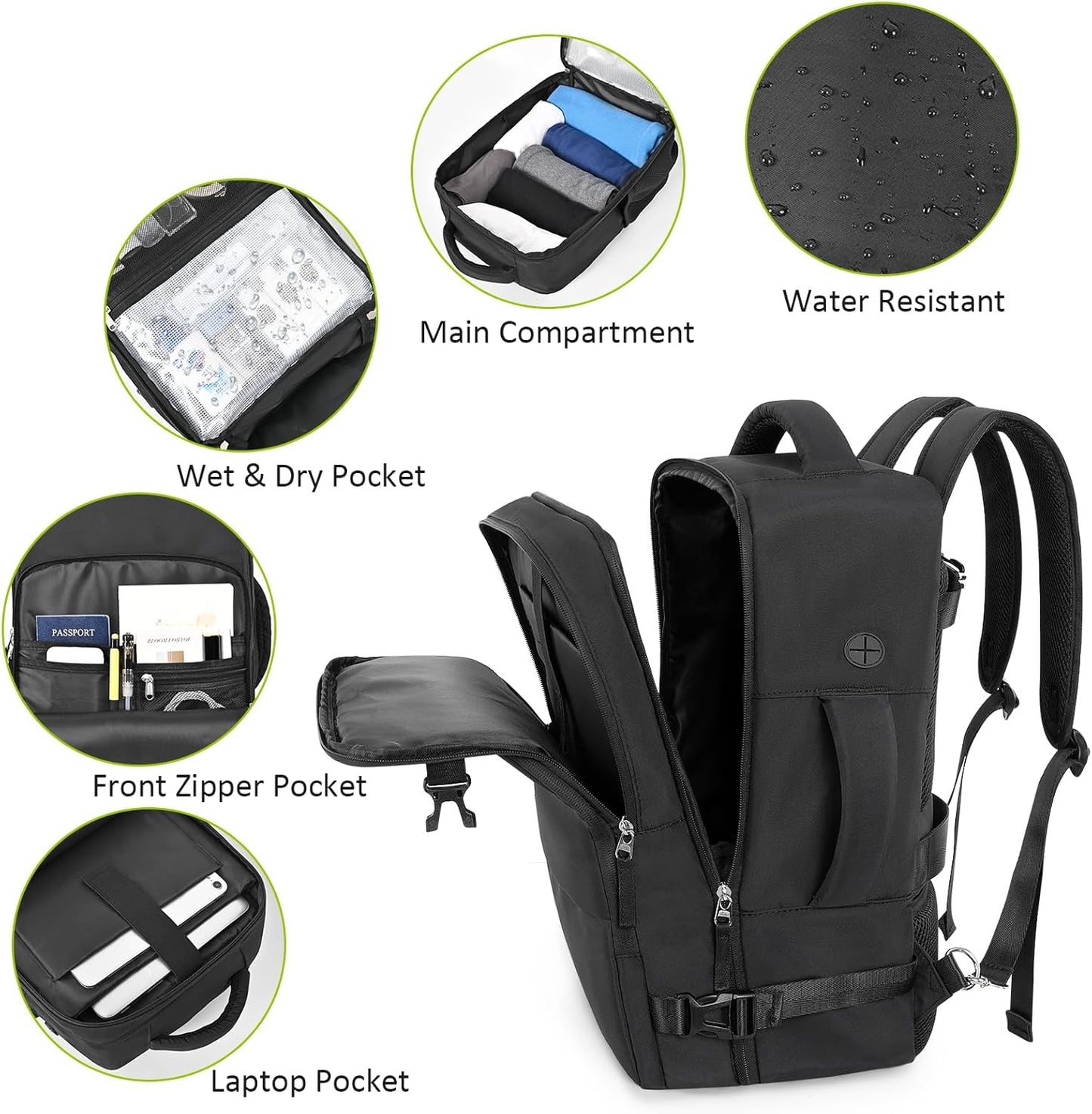 Snoffic Travel Backpack | Waterproof Laptop Bag with USB Charging Port | 17-Inch Carry-On for Men & Women