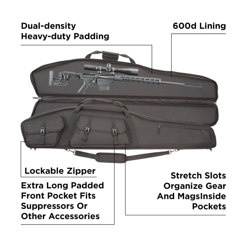 Allen Velocity Tactical Scoped Rifle Case with Padded Suppressor Pocket, Black, 55"