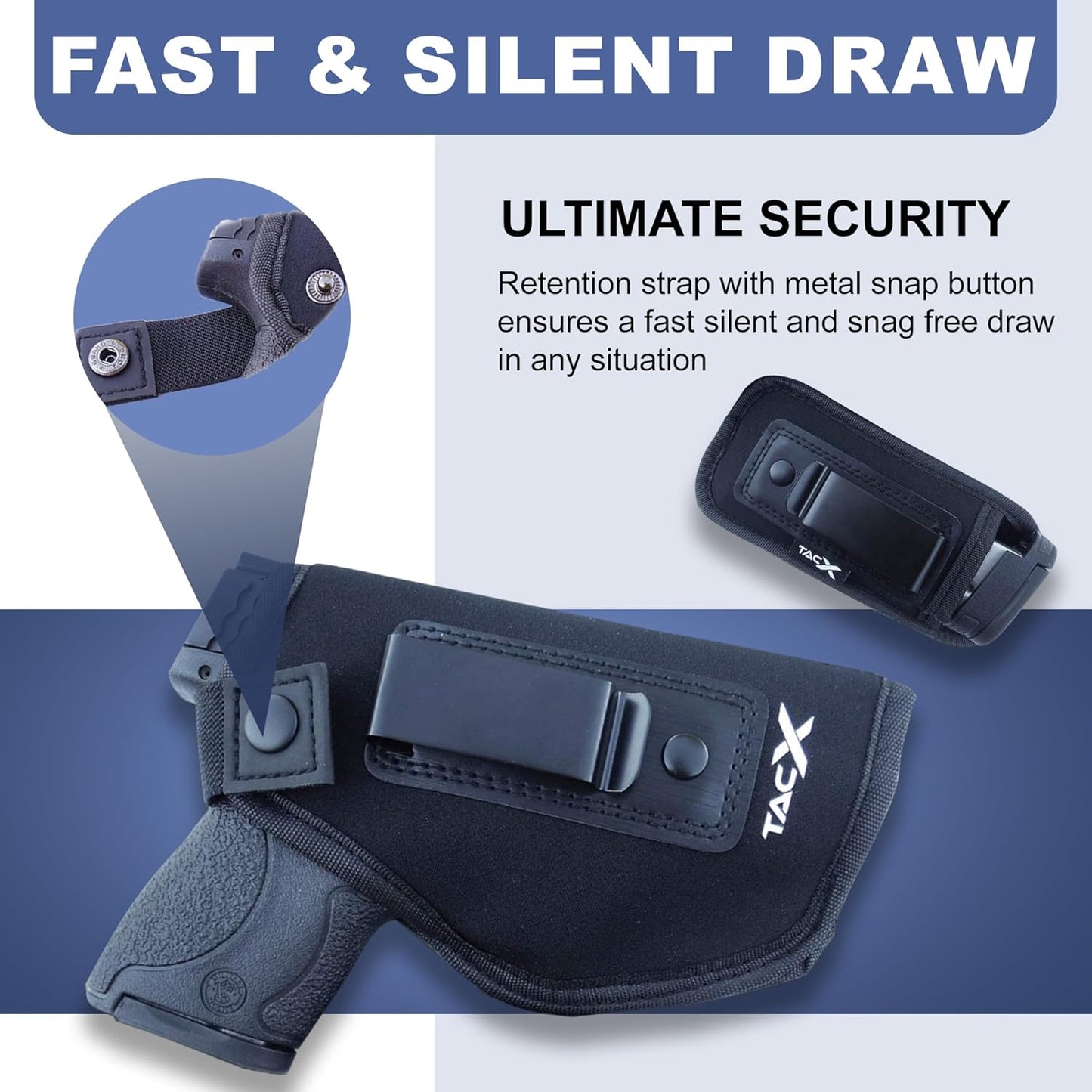 Universal IWB Holster - Concealed Carry Neoprene Bundle for S&W M&P Shield, 1911, XDS, Taurus, Glock