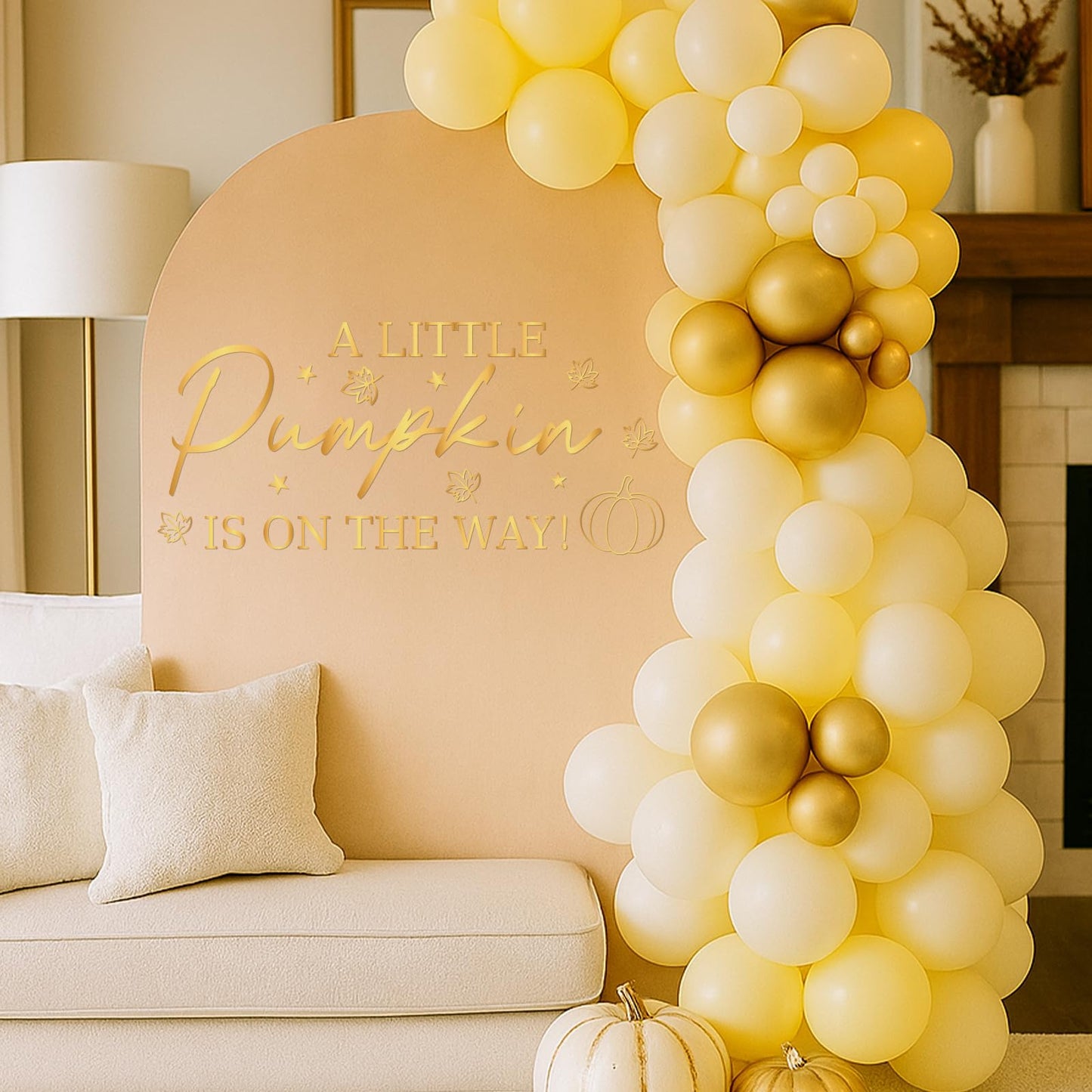 Aposwow Pumpkin Baby Shower Decorations - A Little Pumpkin is on The Way Sign Decal, Wall Stickers for Balloon Arch Backdrop Decor, Fall Gender Reveal Party Decorations