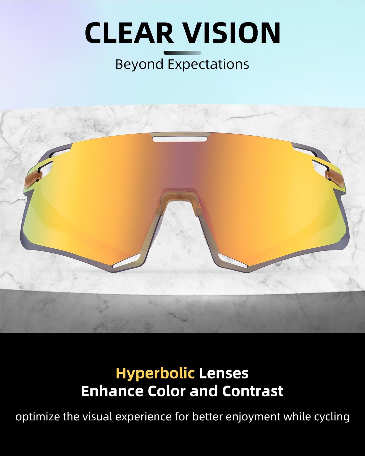 ROCKBROS Cycling Glasses For Men UV Protection Bike Glasses For Men Cycling Sunglasses Sports Glasses for Running, MTB