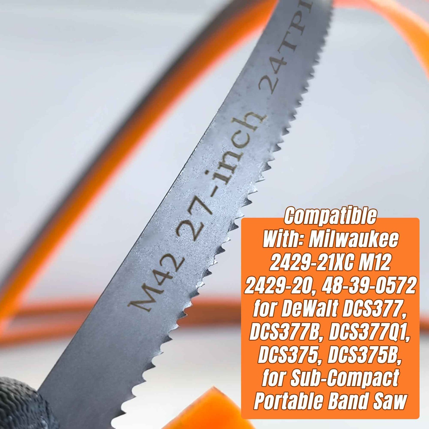 Portable Bandsaw Blades 27 Inch for Milwaukee M12, Band Saw Blades for Dewalt DCS377, Bi-Metal M42, 27" x 1/2" x 0.02", 24 TPI, 3 Pack