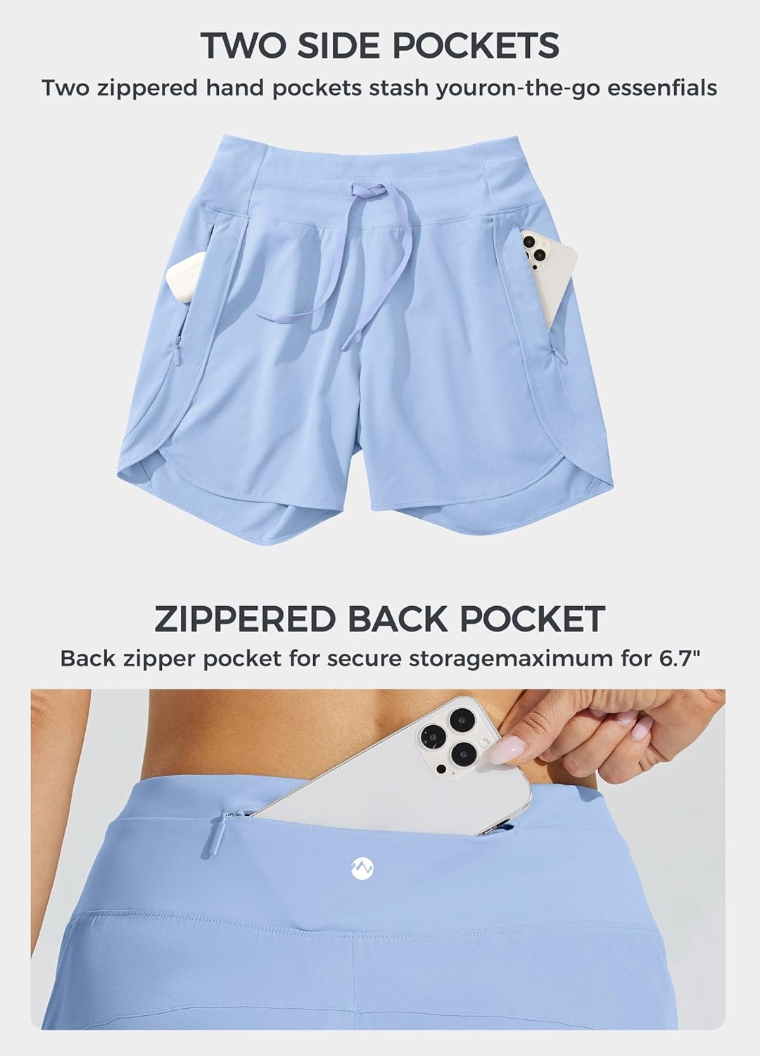 Willit Women's Running Shorts - 5" Quick-Dry High-Waisted Athletic Gym Shorts with Zipper Pocket