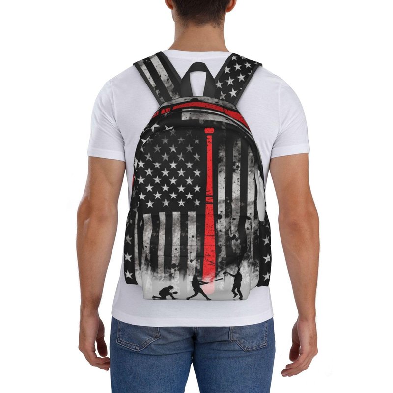 Baseball Backpack American FlagLaptop Backpacks Multipurpose Daypack For Men Women Travel Hiking
