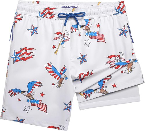 Maamgic Boys Swim Trunks - Compression Liner & Anti-Chafe Design | Stretchy Swim Shorts with Zipper Pocket