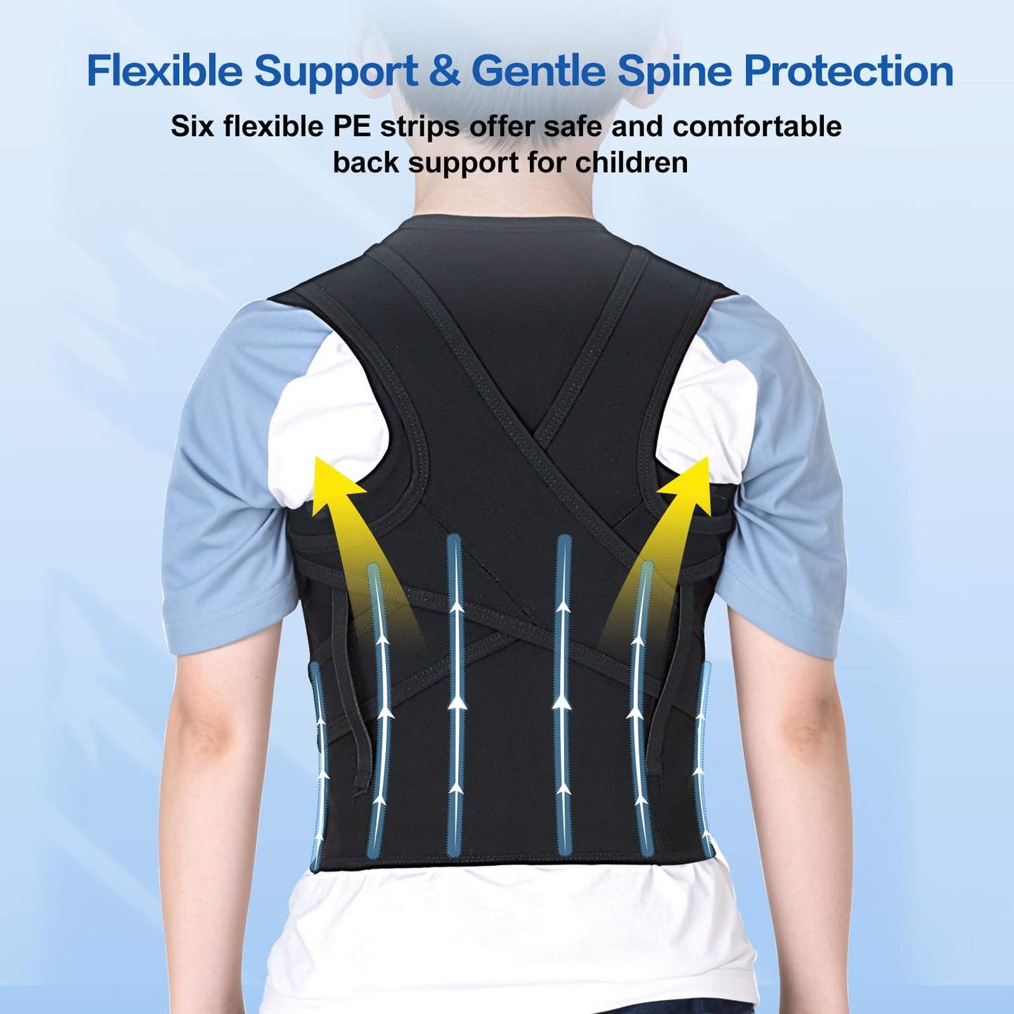 babaka Posture Corrector for Kids and Teens Adjustable Full Back Support Brace, Scoliosis, Dowagers Hump, Hunchback, Spine Corrector Boys and Girls (Large, Waist: 23''-27'')