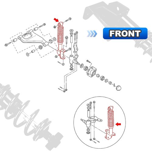 Front Shock Absorbers Heavy Duty with Springs Compatible with 2007-2016 Yamaha Golf Cart Drive G29 Gas & Electric Golf Carts Passenger and Driver Side Replace# JW2-F3390-00-00 JW2-F3350-00（RED）