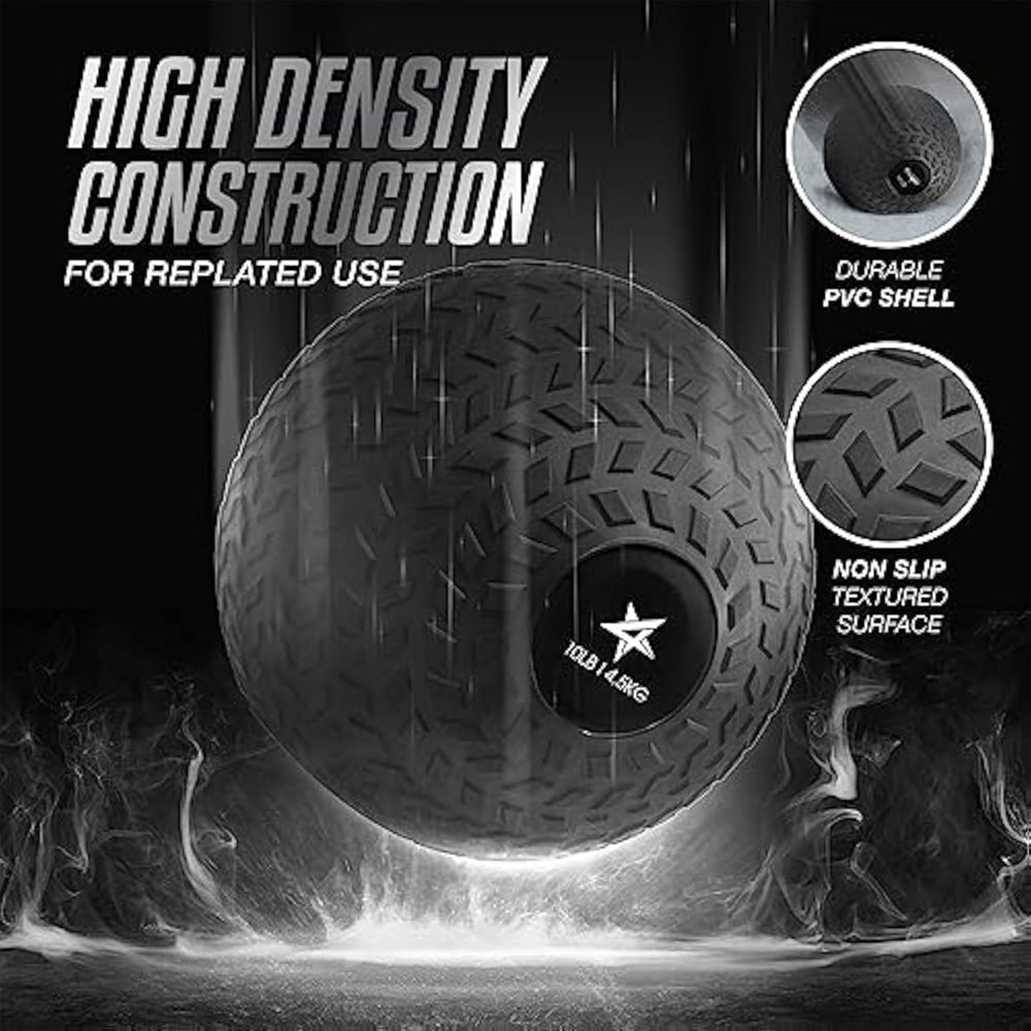 Yes4All Slam Balls, 10-40lb Weighted Ball Weight, Durable PVC Sand Filled Workout Dynamic Slam Ball for Strength Training, Triangle, Black, 10lbs