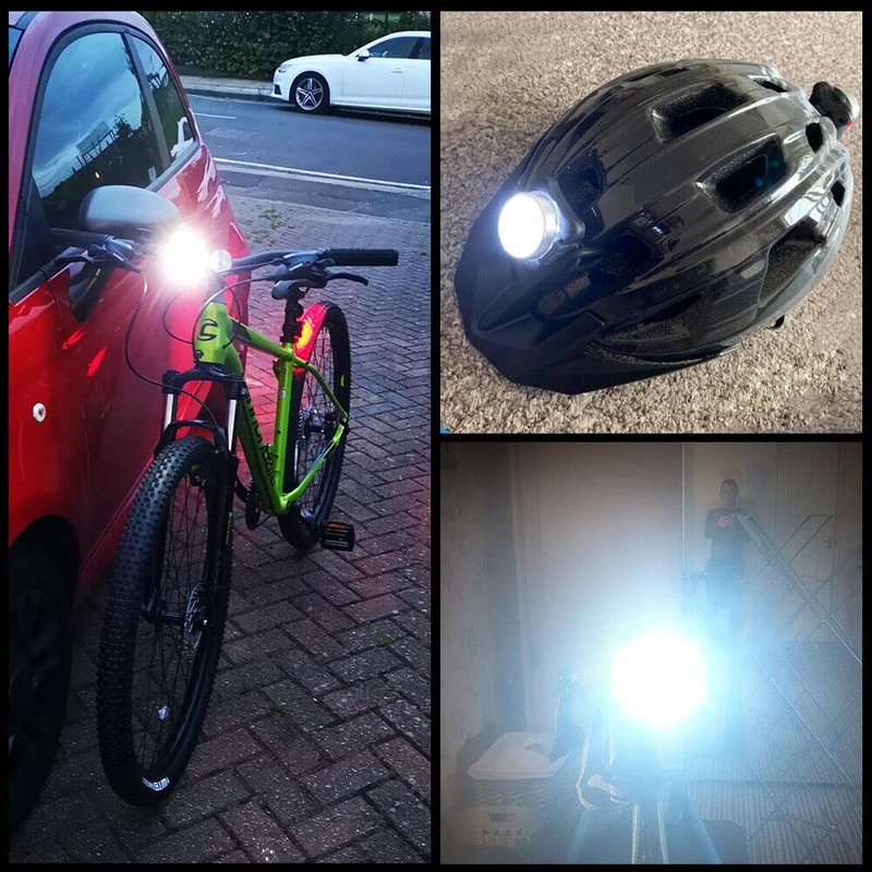 Rechargeable LED Bike Light Sets, Super Bright Front Headlights and Rear LED Bicycle Lights, 650mah Lithium Batteries (2X White - 2X Red)