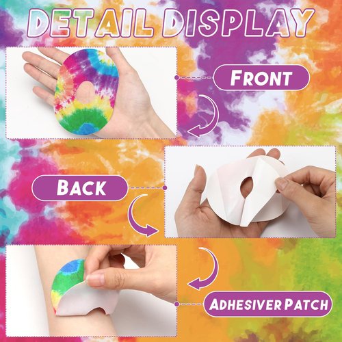 Geiserailie 32 Pack Over Patches Waterproof Compatible with Dexcom G7, Cgm Patches Tie Dye Colorful Adhesive Tape Stickers Sensor Covers Sweat Proof Flexible Breathable Pre-Cut(Rainbow)