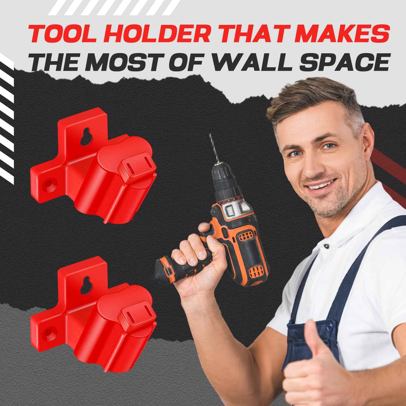 Threlaco 8 Packs Tool Holder Mount Drill Tool Hanger Compatible with Milwaukee M12 12V Wall Mount Drill Organizer Utility Storage Rack