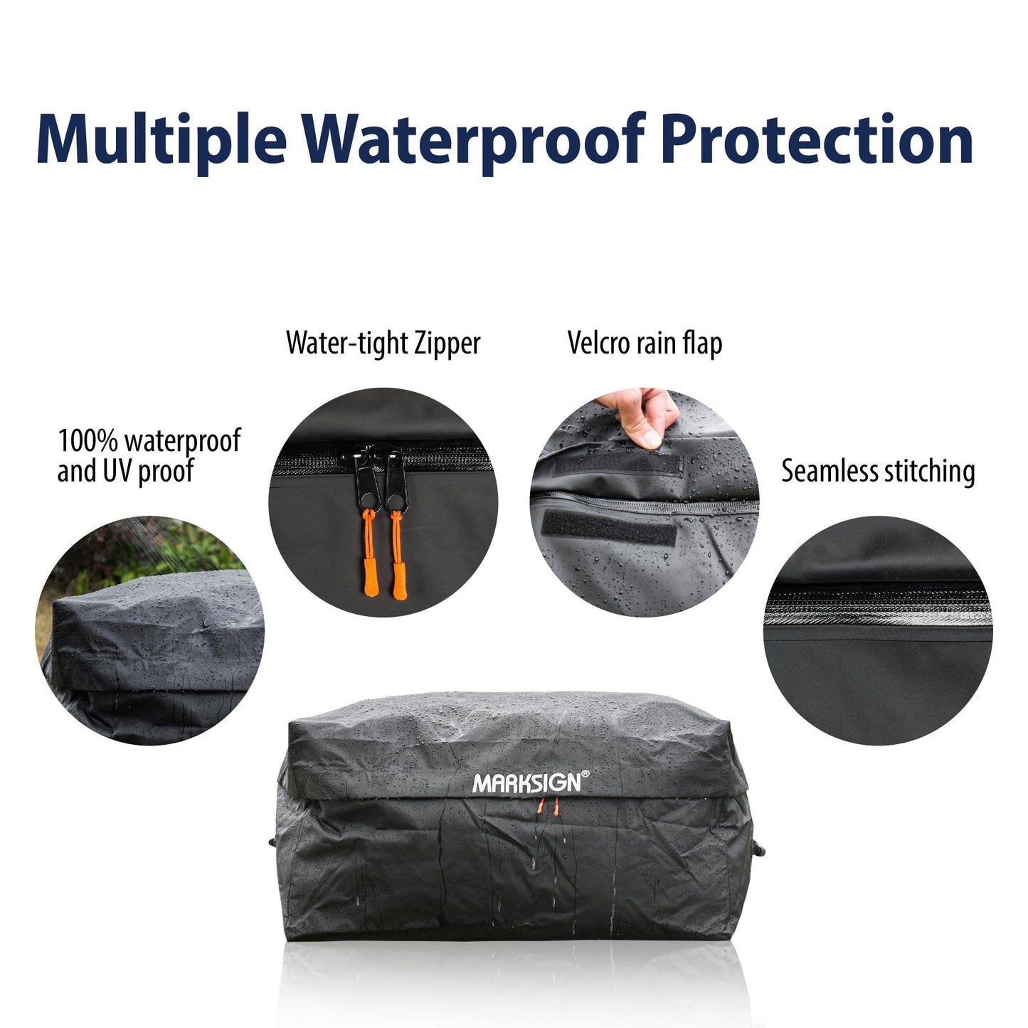 Marksign Truck Bed Bag with Cargo Net, 26 Cubic Feet 100% Waterproof Truck Cargo Bag Fits Any Truck Size with 4 Handles, Packing Bag (51''x40''x22'', Patent Pending)