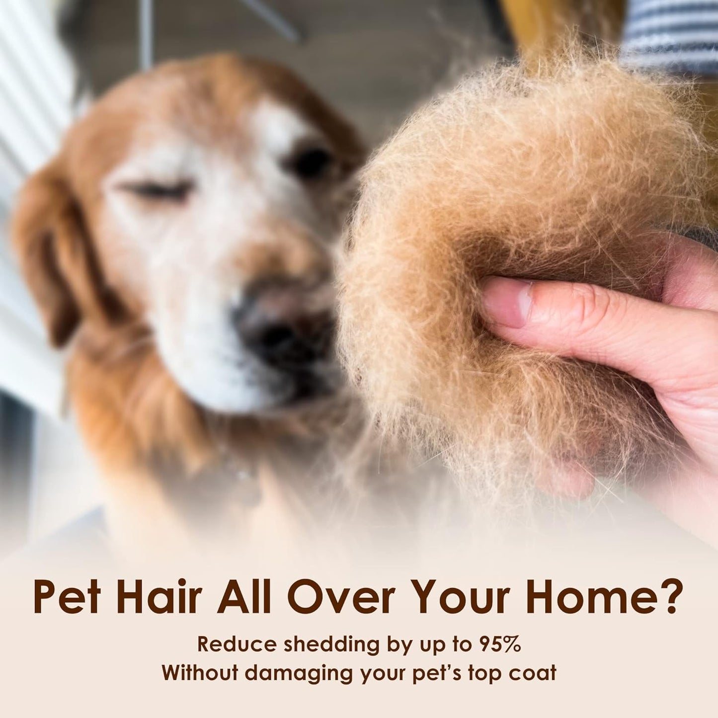 Skiennix Dog Deshedding Brush - Reduce Shedding & Promote Healthy Coat | Ergonomic Design