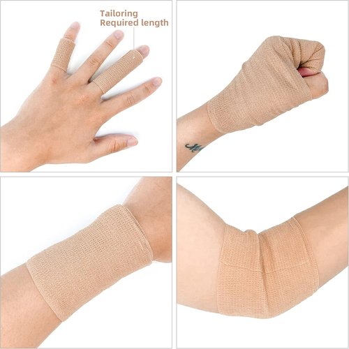 Beige Cohesive Bandage Wrap by [Brand Name] - Self-Adhesive Non-Woven Athletic Tape | 4" x 5 Yards, Premium Medical Stretch Wrap