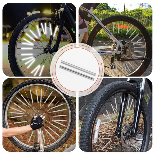 Bike Spoke Reflector, 48Pcs 360° Visibility Bike Spoke Reflectors, Waterproof Bicycle Reflective Clips Warning Spoke Lights Covers- Fit for Mountain and Road Bikes (1.9-2.4mm)