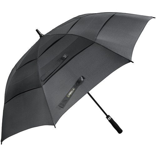 LANBRELLA Golf Umbrella Windproof Stick Umbrella Three Canopy Vented Auto Open Close 62 Inch-A1.1.Black
